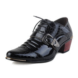 British Style Men's Patent Leather Dress Shoes Pointed Toe Height Increasing 5 cm Classic Gentleman Oxforfd Mart Lion   
