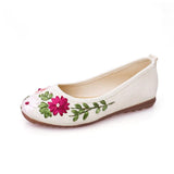 Women Flower Flats Slip On Cotton Fabric Casual Shoes Round Toe Flat MartLion   