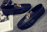 Men's Leather Casual Shoes Spring Summer Trend Lightweight Tiger Embroidery Cool Loafers Driving Mart Lion   