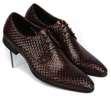 Knitted Leather Men's Office Dress Shoes Oxfords Derby Pointed Toe Wedding Party Formal Oxfords MartLion as pic  1 6.5 