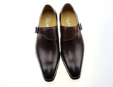 Men's Dress Shoes Classic Leather Buckle Monk Strap Dark Brown Black Office Shoes Men MartLion   