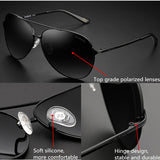 Classic Aviation Men's Sunglasses Design Alloy Frame Pilot  Polarized Sun Glasses For Driving Black UV400 MartLion   