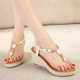 Women Sandals Bohemia diamond Wedges Gladiator Beach Sandal Flip Flops summer student shoes MartLion   