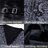 Rose Red Men's Wedding Suit Vest Blue Floral Jacquard Folral Silk Waistcoat Vests Handkerchief Tie Vest Suit Set Barry Wang Design Mart Lion   