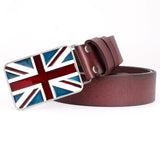 British Flag Pattern Belts Genuine Leather Metal Buckle Union Jack Jeans Waistband Trousers MartLion   