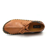 Men's Shoes Casual Split Leather Lace Up Flats Mart Lion   