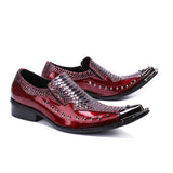 Studded Metal Men's Genuine Leather Oxfords Slip Wedding Dress Shoes Pointed Toe Leather Flats MartLion   