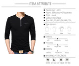 Autumn T Shirt Men's Oversize Oversized Long Sleeve Henry Collar Cotton Slim Fit Tops Mart Lion   