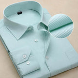  Men's Dress Shirts Long Sleeve Slim Fit Solid Striped Formal White Shirt Social Clothing MartLion - Mart Lion