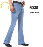 Summer Thin Men's Flared Leg Jeans High Waist Long Flare Jeans Bootcut Blue Jeans Hommes bell bottom jeans MartLion   