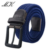 Canvas Belts  Men's Metal Pin Buckle Military Tactical Strap Elastic Belt MartLion blue 120cm 