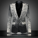 Shenrun Men's Casual Suit Jacket Unique Luxury Classic Wedding Party Prom Stage blazers MartLion   
