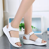 Genuine Leather Women sandals shoes Platform ladies white Sneakers summer open toe High Heel footwear MartLion   