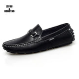Men's Loafers Real Leather Shoes Boat Shoes Casual Leather Flat MartLion black 6.5 