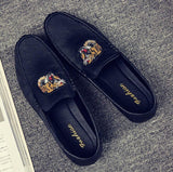 Men's Leather Casual Shoes Spring Summer Trend Lightweight Tiger Embroidery Cool Loafers Driving Mart Lion   