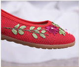 Women Flower Flats Slip On Cotton Fabric Casual Shoes Round Toe Flat MartLion   