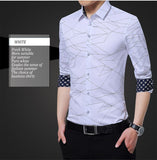 Luxury Brand Men's Dress Shirts Long Sleeve Geometric Print Social Shirt Handsome Blouse Mart Lion   