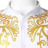 Men's Slim Fit Long Sleeve Dress Shirts White Dashiki Print Shirt Streetwear Casual Shirt MartLion   