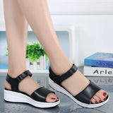 Genuine Leather Women sandals shoes Platform ladies white Sneakers summer open toe High Heel footwear MartLion   