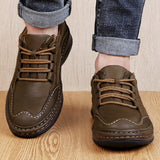 Men's casual shoes genuine cow leather winter warm oxford classic style antiskid sneakers Mart Lion   