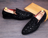 Movechain Arrive Men's Genuine Leather Loafers Casual Shoes Rhinestone Driving Flats Dress Wedding Mart Lion   