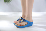 Women Slippers Thong Flip Flop Summer Beach Wedge Shoes Bohemia Ethnic Rhinestone Crystal Mules Slide Sandals MartLion   