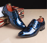 Vintage Design Men's Print Patent leather Dress Shoes  Casual Lace-up Flats Mart Lion   