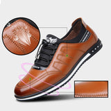 Men's Breathable Casual Shoes Non-Slip Leather Lightweight Flat Walking Sneakers Mart Lion   