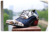 High Heel 6cm Patent Leather Pointed Oxfords Shoes Men's Skull Pattern Party Wedding Dress MartLion   