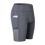 Women Casual Sports Shorts Elastic With Pocket Workout Shorts Quick Dry Cycling Shorts Gym Running Tight Sportswear Mart Lion grey XS 