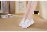 Genuine Leather Shoes Women Sneakers Height Increasing Casual White Footwear Spring Summer Thick Sole 5cm MartLion   