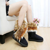 Snow Woman Winter Warm Female Mid-calf Boots With Fur Plush Ladies Shoes Furry British Soft Flock Short Slip-On Mart Lion   