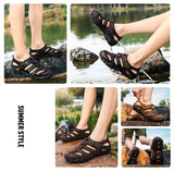 Summer Men's Shoes Outdoor Casual Sandals Genuine Leather Non-slip Sneakers Beach Mart Lion   