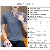 Summer Top Men's T-shirt Casual Short Sleeve Cotton Slim Fil Solid Color Cotton Mart Lion   