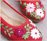 Women Flower Flats Slip On Cotton Fabric Casual Shoes Round Toe Flat MartLion   