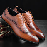 British Style Men's Classic Formal Shoes Pointed Toe Retro Bullock Design Men's Oxford Dress Mart Lion Orange 4.5 
