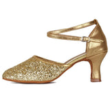 modern Ballroom Salsa tango dance shoes girls women's ballroom MartLion Gold-5    7cm 36 