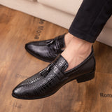Men's Tassel Soft Moccasins Genuine Leather Casual Loafers Outdoor Driving Flats Shoes Mart Lion Black 6 