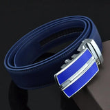 Belts Men's Genuine Leather Luxury Waist Strap Blue Automatic Buckle Jeans Belts MartLion   