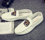 Men's Leather Casual Shoes Spring Summer Trend Lightweight Tiger Embroidery Cool Loafers Driving Mart Lion   