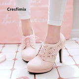 women sweet pink spring high heel shoes casual mesh breathable autumn boots MartLion   