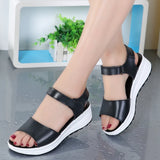 Genuine Leather Women sandals shoes Platform ladies white Sneakers summer open toe High Heel footwear MartLion   