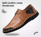 Men's Shoes Casual Split Leather Lace Up Flats Mart Lion   