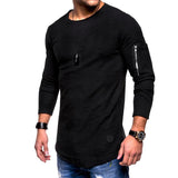 T-shirt men's spring summer top long-sleeved cotton bodybuilding folding Mart Lion   