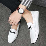 Men's Loafers Real Leather Shoes Boat Shoes Casual Leather Flat MartLion   