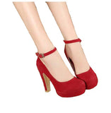 woman Pumps autumn thick heel shoes high-heeled the trend of ultra high heels MartLion red   B 39 