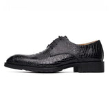 Men's Luxury Crocodile Grain Leather Lace-Up Dress Shoes Casual Party Wedding Flats Office Oxfords Mart Lion   