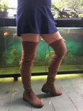 Slim Fit Thighs Over-the-Knee Long Boots Women Low Heel Concise Elastic Boots Retro Shoes Ladies Mart Lion   