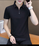 Summer Men's Tshirts Summer Cotton Short Sleeve Turn-down Collar Korean Style Mart Lion   