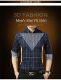 Autumn  Men's Social Shirt Slim Fit Long Sleeve Plaid Cotton Casual Brand Clothes Mart Lion   